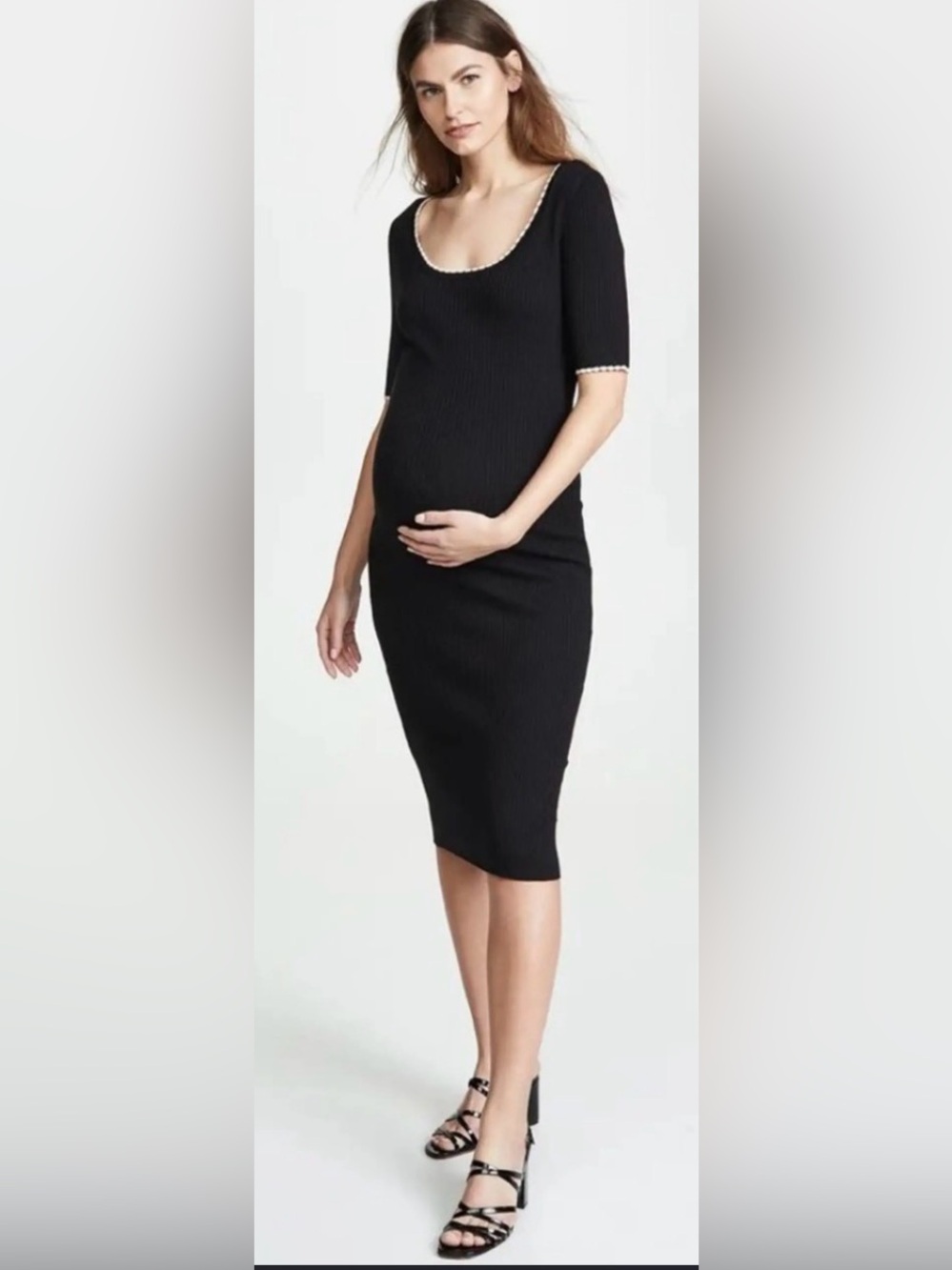 NWT Hatch Black Ribbed Scoop Neck Maternity Dress